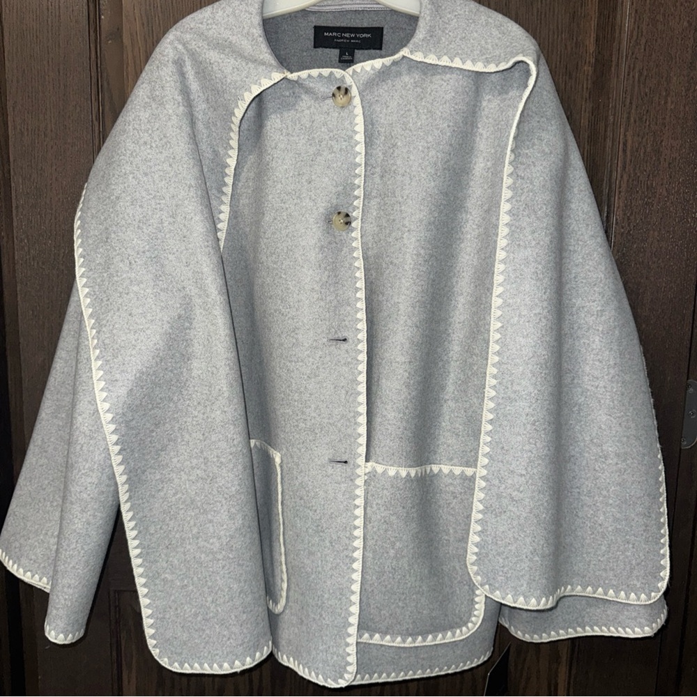 Marc New York Gray Cape with Cream Trim